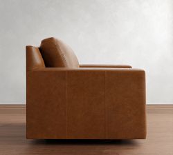 York Square Arm Leather Swivel Chair