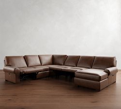 Turner Roll Arm Leather Power Reclining L-Shaped Chaise Sectional (147&quot;&ndash;160&quot;)