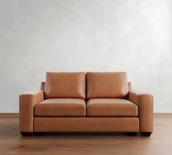 Big Sur Square Arm Leather Sofa (76&quot;-105&quot;)