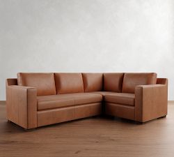 Shasta Square Arm Leather 3-Piece Sectional (99&quot;&ndash;103&quot;)