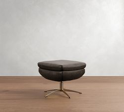 Wells Leather Swivel Ottoman