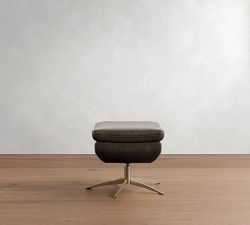 Wells Leather Swivel Ottoman