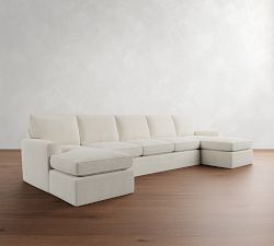 Pearce Square Arm Slipcovered Double Chaise Sectional (126&quot;&ndash;176&quot;)