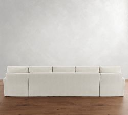 Pearce Square Arm Slipcovered Double Chaise Sectional (126&quot;&ndash;176&quot;)