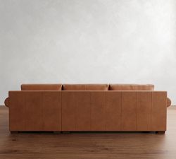 Shasta Roll Arm Leather Chaise Sectional (99&quot;&ndash;122&quot;)