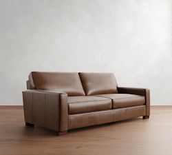 Turner Square Arm Leather Sleeper Sofa (58&quot;&ndash;83&quot;)