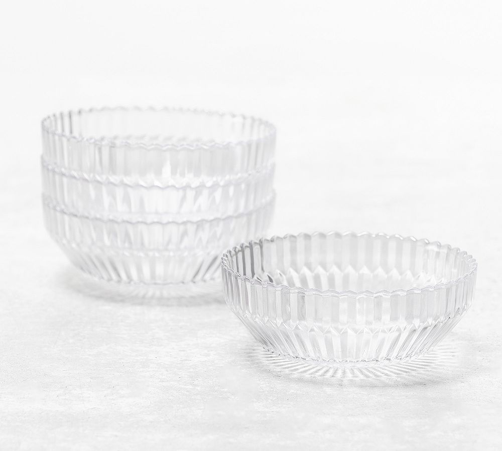 Fluted Glass Coupe Bowl - Set of 4 in Clear