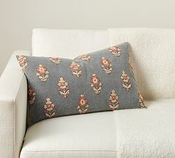 Camille Floral Embroidered Lumbar Pillow