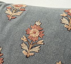 Camille Floral Embroidered Lumbar Pillow