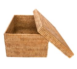 Tava Handwoven Rattan Rectangular Storage Box With Lid