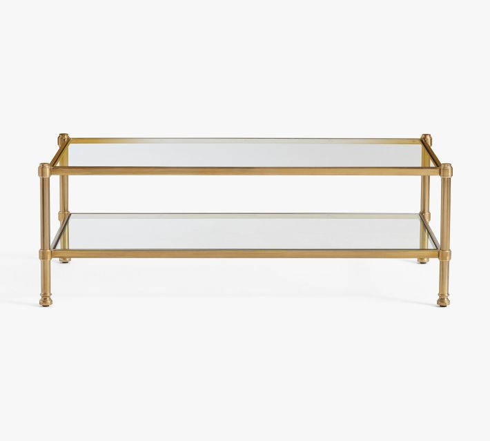 Pottery barn brass coffee table discount