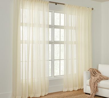 Restoration Hardware Baby & Child Sheer Narrow-Stripe COTTON Curtain PANEL high quality Drape