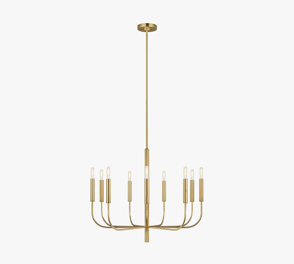 Burnished Brass 30" Metal Chandelier with Adjustable Height