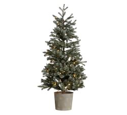 Lit Potted Faux Blue Spruce Trees