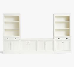 Aubrey 5-Piece Entertainment Center with Cabinets, Dutch White, 144" Wide