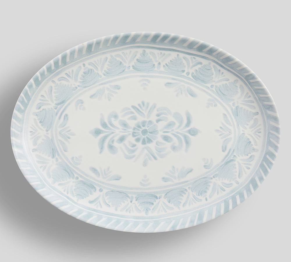 Large Chambray Tile Stoneware Serving Platters