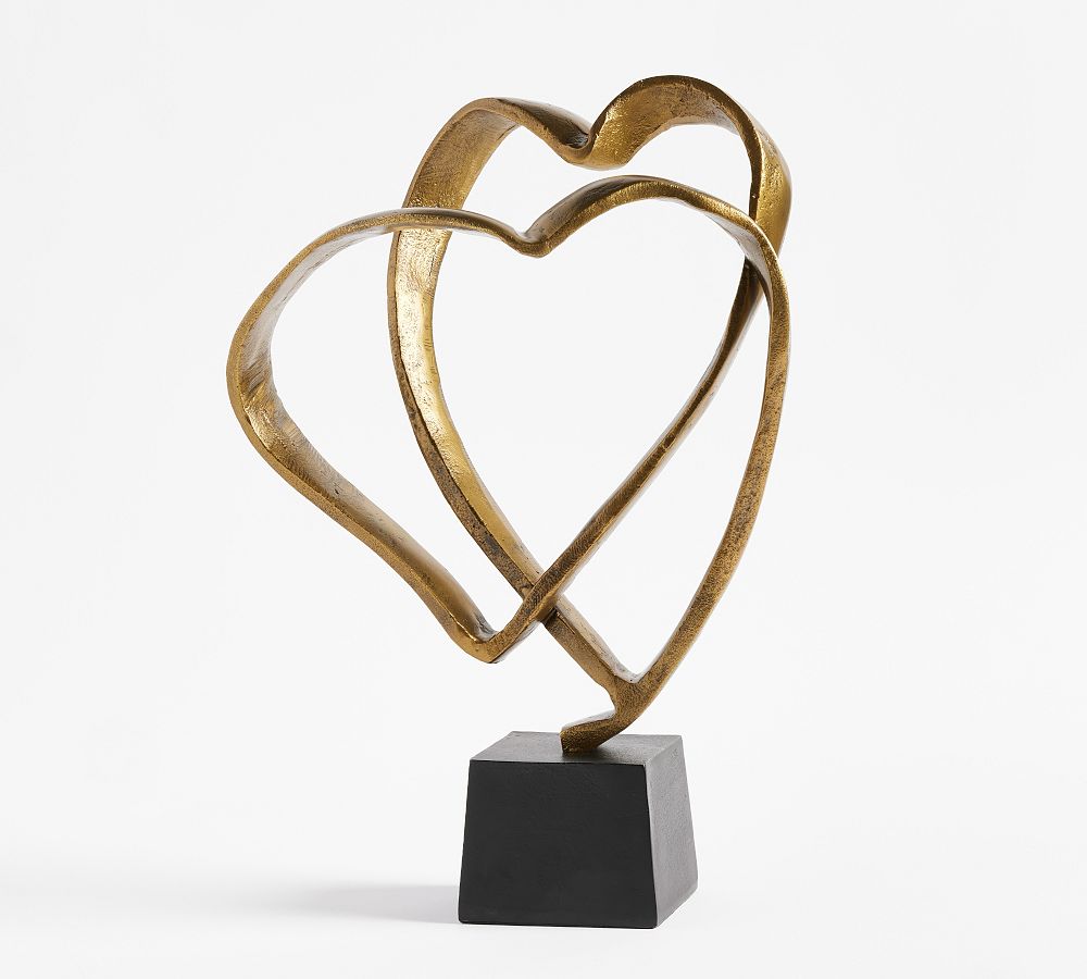 Handcrafted Brass Hearts Decorative Object