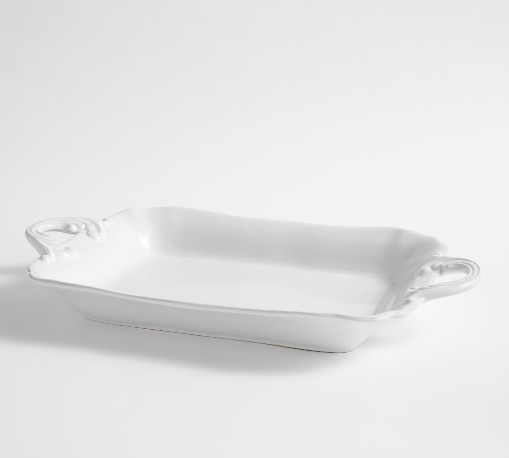 Monique Lhuillier Arles Rectangular Handled Stoneware Serving Tray
