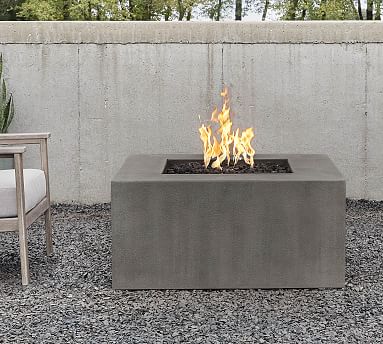 Arbor Concrete Low Square Fire Pit Table 40 Pottery Barn