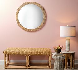 Cora Round Hand Carved Wood Mirror