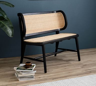 Rattan bench black sales