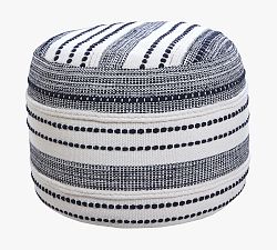 Coastal Striped Cotton Round Pouf