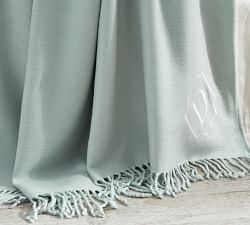 Personalized Hand-Knotted Fringe Throw Blanket