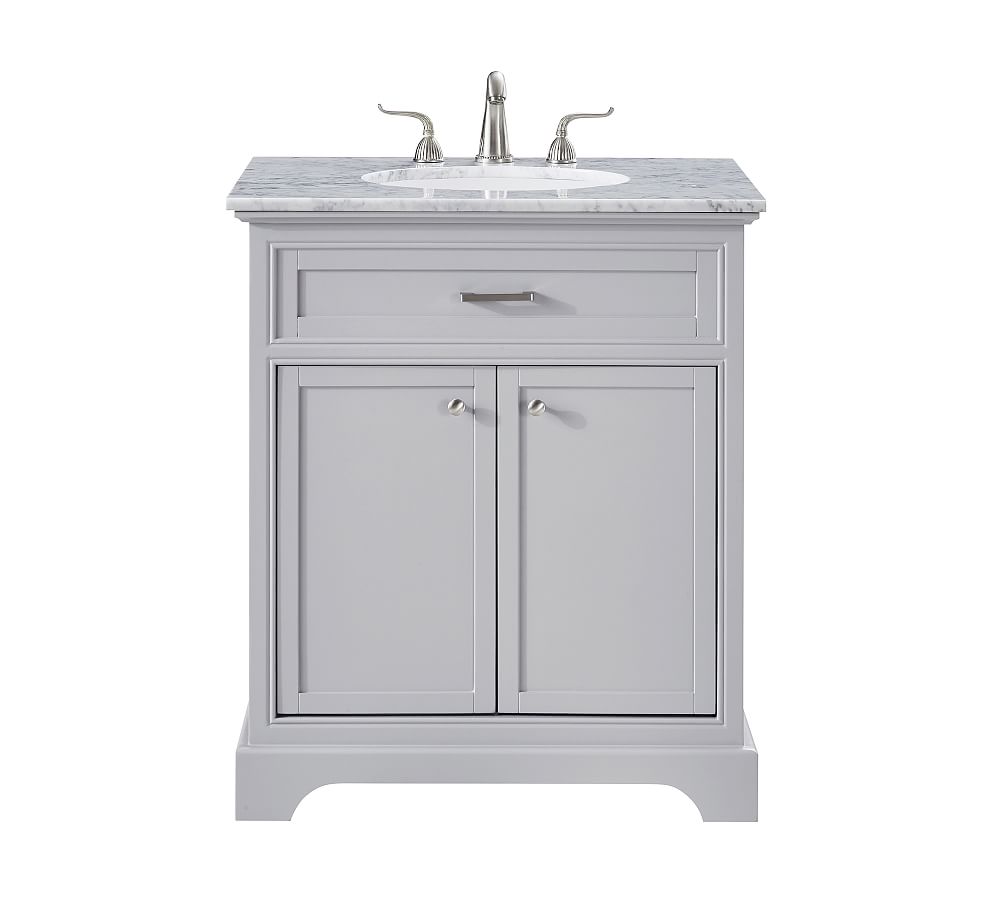 Light Gray 30" Single Sink Vanity with Carrara Marble Top