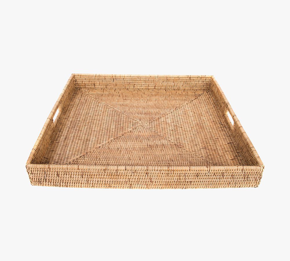 20" Tava Handwoven Rattan Square Serving Tray