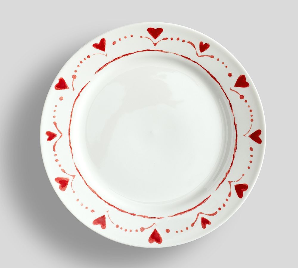 Painted Hearts Stoneware Salad Plates - Mixed Set of 4