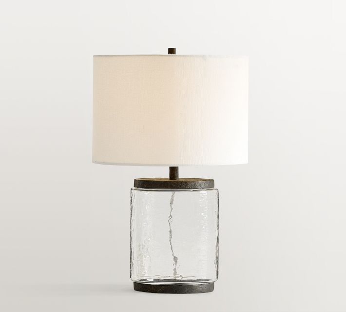Glass table with lamp sales