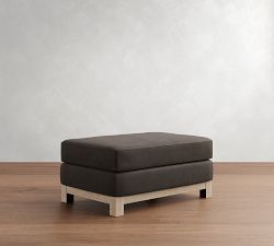 Jake Leather Seadrift Wood Base Modular Sectional Ottoman