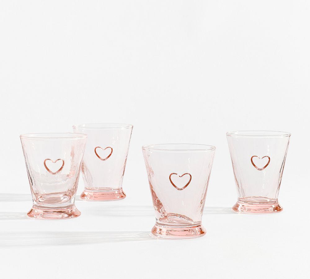 Heart Embossed Drinking Glasses