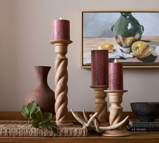 Altair Wood Pillar Candleholder