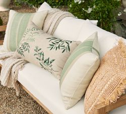 Faux Natural Fiber Crochet Fringe Outdoor Pillow