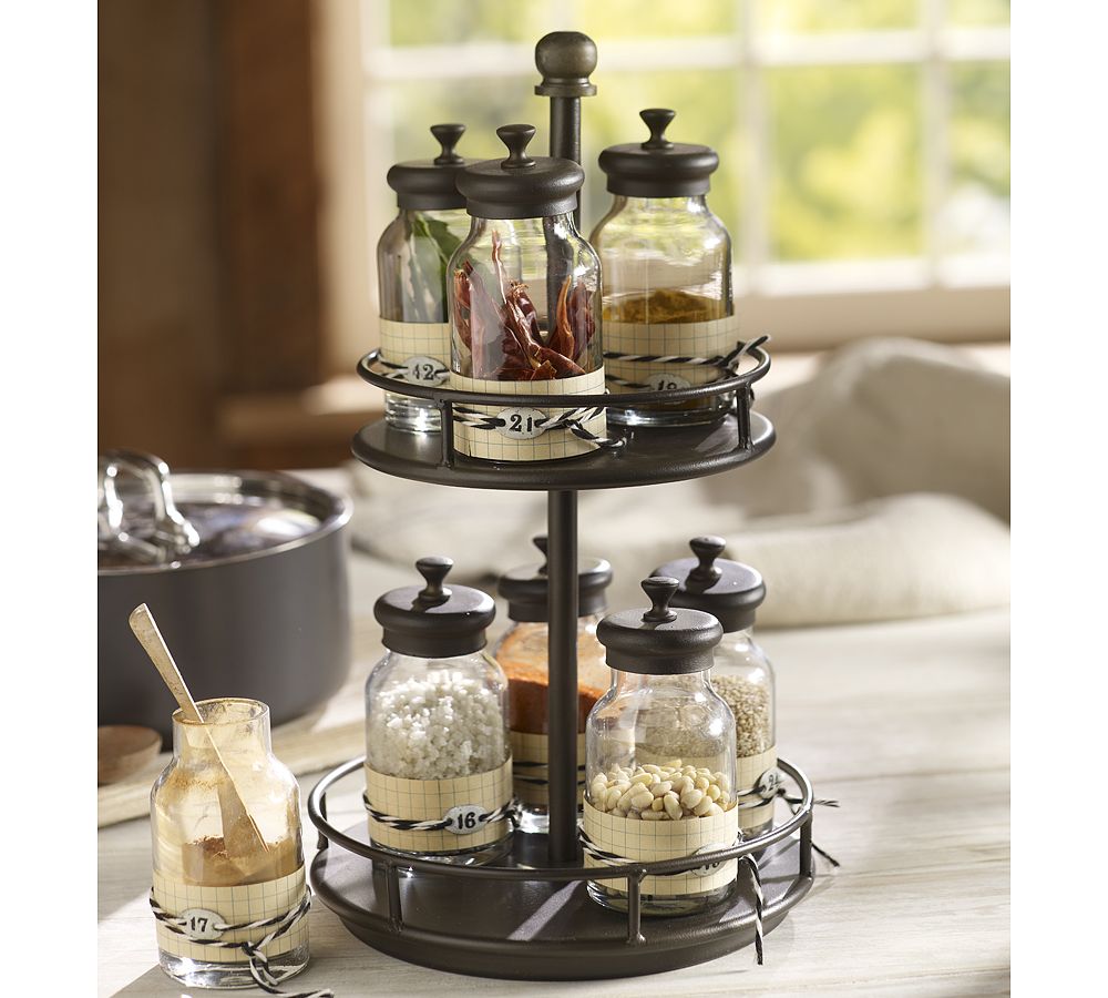 Vintage Blacksmith Rotary Tiered Iron Spice Rack
