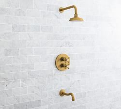 Langford Cross Handle Thermostatic Bathtub &amp; Shower Set