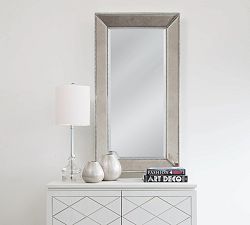 Antique Beveled Glass Beaded Frame Wall Mirror - Small 24&quot; x 36&quot;