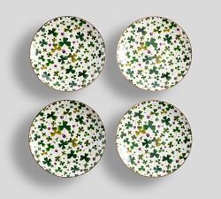 Four Leaf Clover Stoneware Appetizer Plates - Set of 4