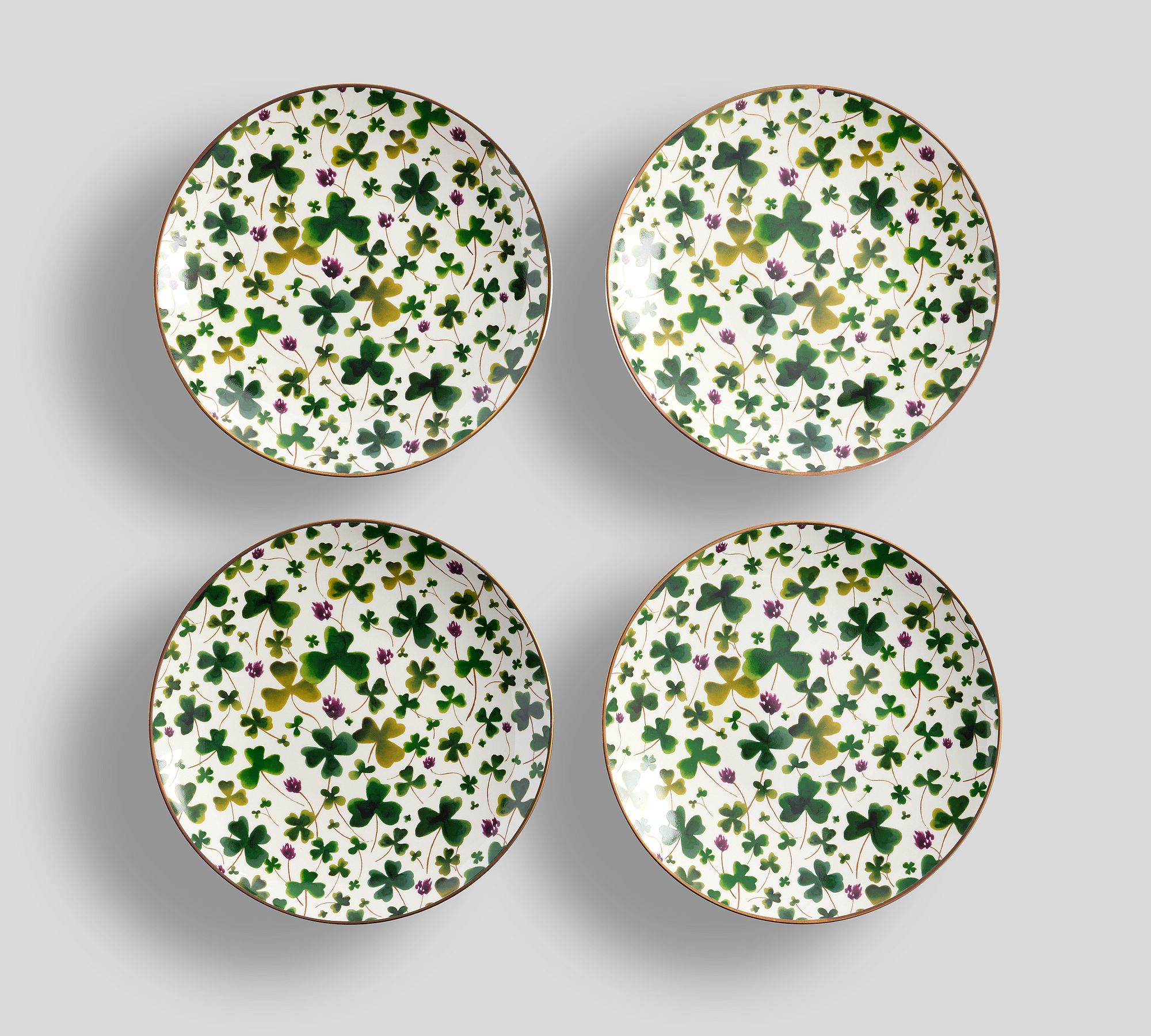 Four Leaf Clover Stoneware Appetizer Plates - Set of 4