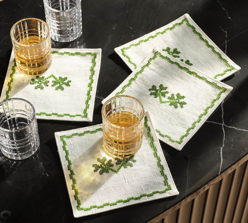 Four Leaf Clover Organic Cotton Cocktail Napkins - Set of 4