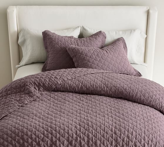 Pottery barn Belgian Flax Linen Double Flange Duvet Cover Queen size online in Fig