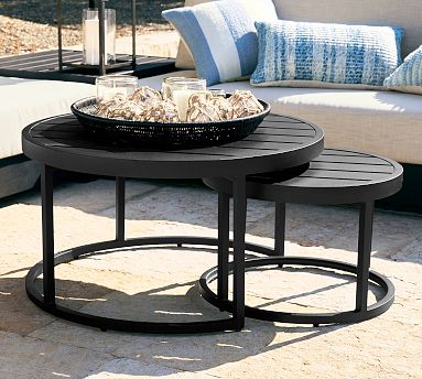 2pc Southport Nesting Patio Coffee & outlets End Tables, Outdoor Furniture - Black/Brown