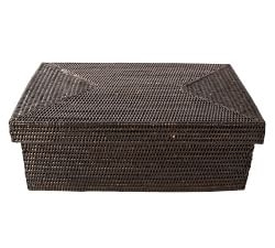 Tava Handwoven Rattan Rectangular Storage Box With Lid