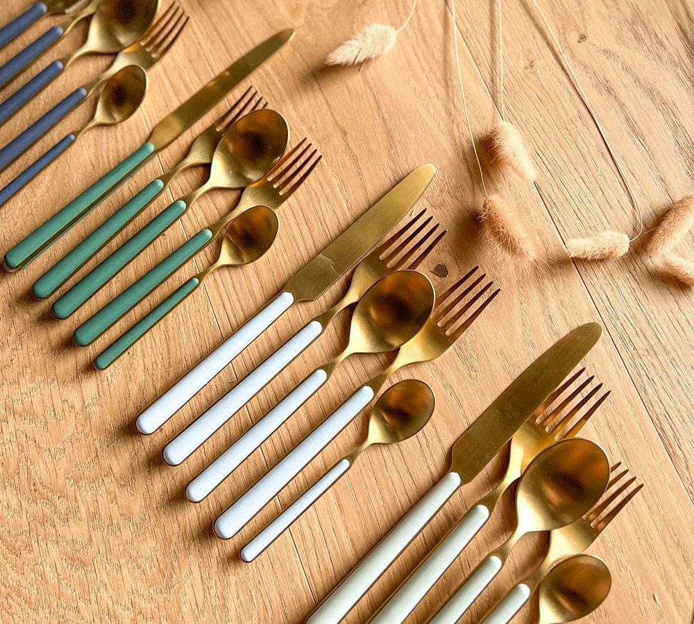 Fantasia Italian Stainless Steel Ice Gold Flatware Set
