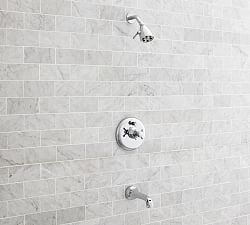 Victoria Cross Handle Pressure Balanced Bathtub &amp; Shower Set