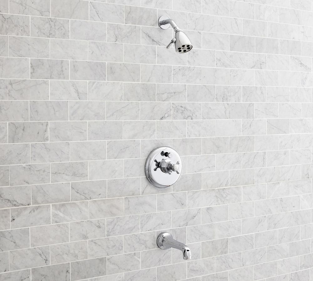 Victoria Cross Handle Pressure Balanced Bathtub &amp; Shower Set