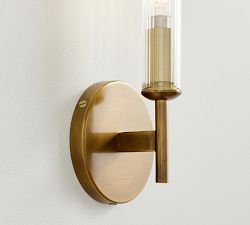 Cooper Ribbed Glass Tube Sconce (13&quot;)