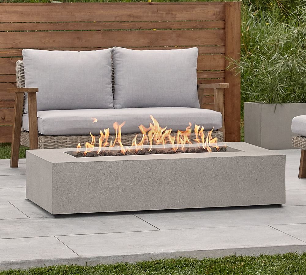 Abril Concrete Low Rectangular Propane Fire Pit Table (57&quot;)