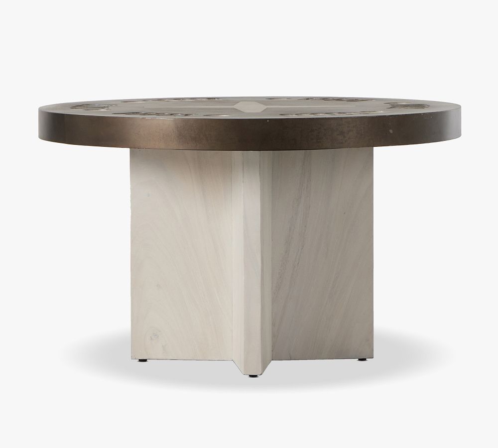 Bleached White Wood and Iron Poker Table